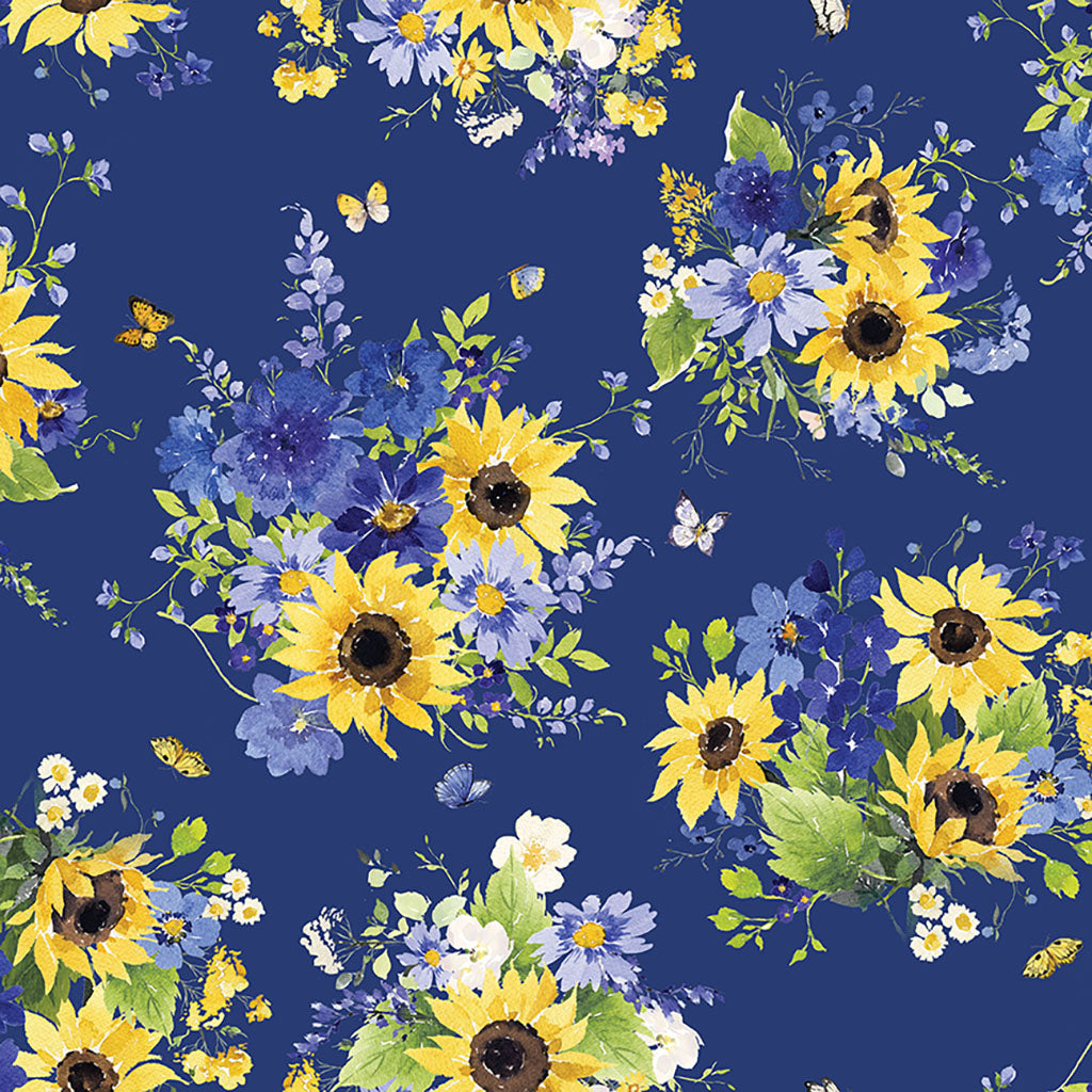 Floral Sunflowers on teal or light teal, Fabric by the Yard from Wilmi –  Angels Neverland