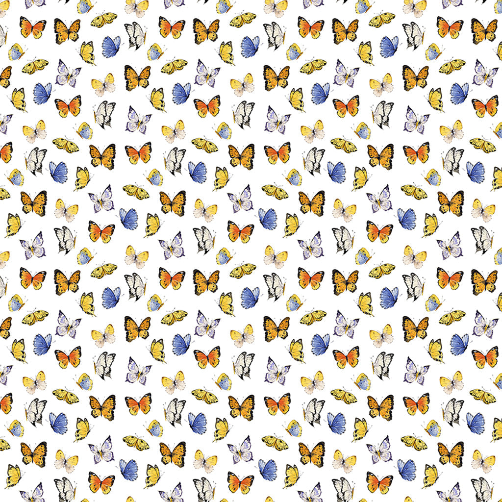 Clothworks Fabric Sunflower Bouquets Gingham Fabric Packed Flowers in Dark Blue or White By the Yard