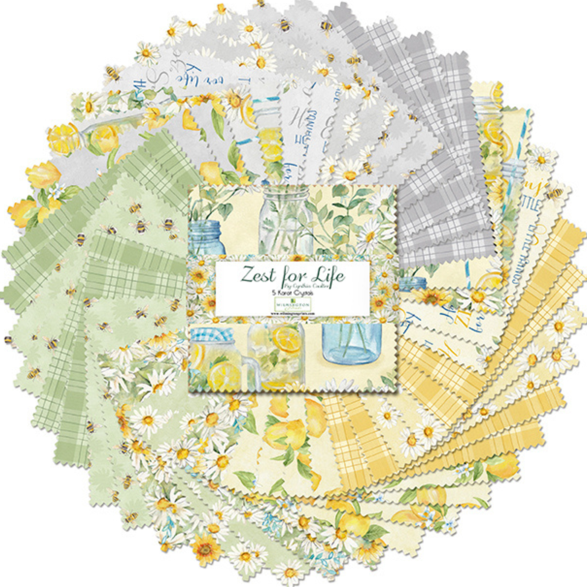 Clothworks precut Zest for Life Precut 5" squares - 5 Karat Crystals