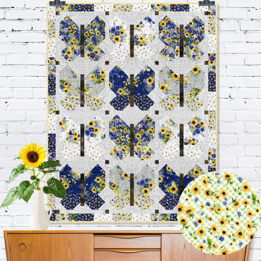 Flower Fabric, Sunflower Fabric, Cotton or Fleece, 3878 - Beautiful Quilt