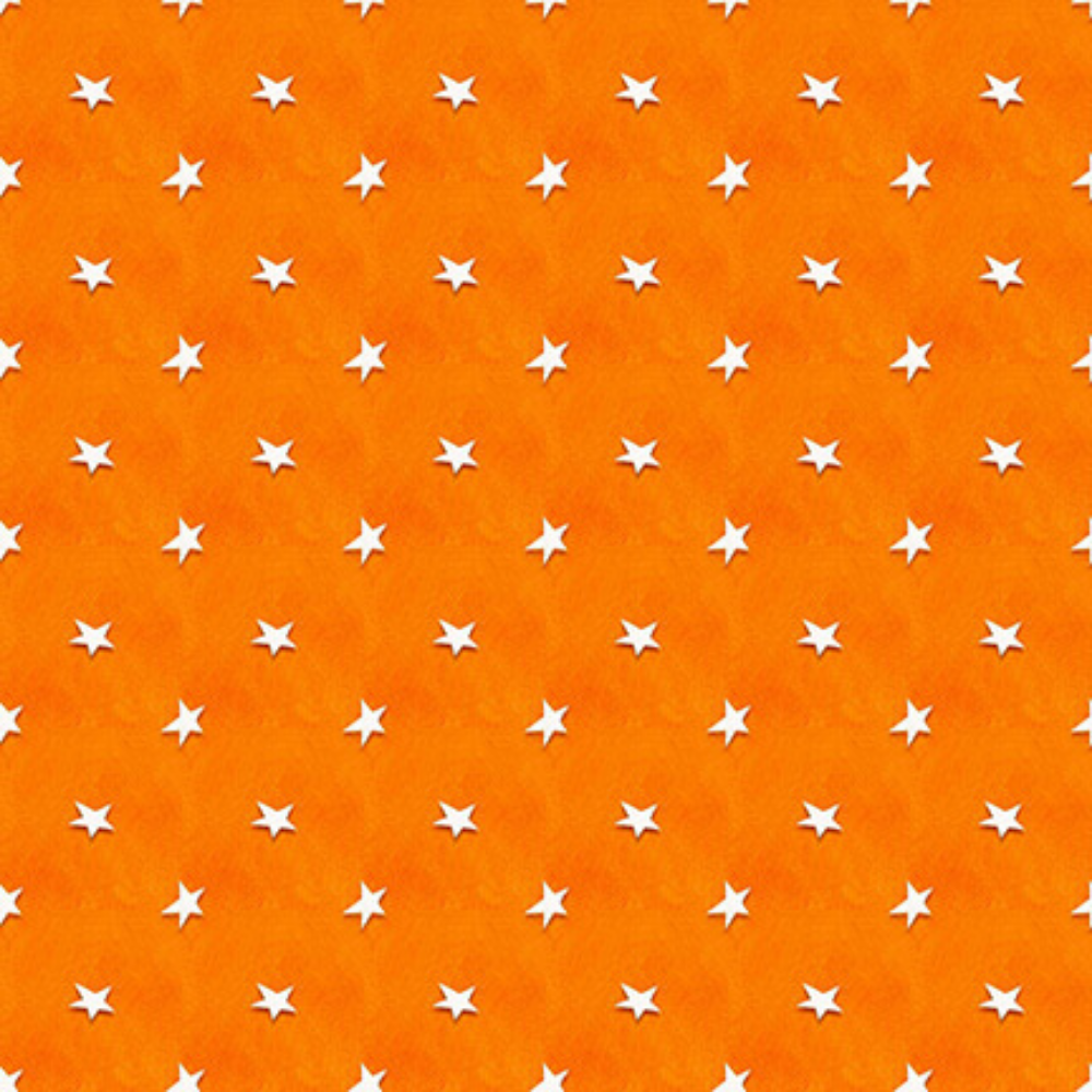 henry glass Fabric FQ (approximately 18" x 21") Halloween Glow in the Dark Fabric by Henry Glass little white stars on orange cotton fabric by the yard