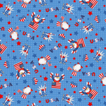 Henry Glass Fabric Gnome of the Brave Fireworks with Stars Patriotic Cotton Fabric By the Yard