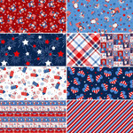Henry Glass Fabric Gnome of the Brave Patchwork Patriotic Cotton Fabric Gnome Fabric By the Yard