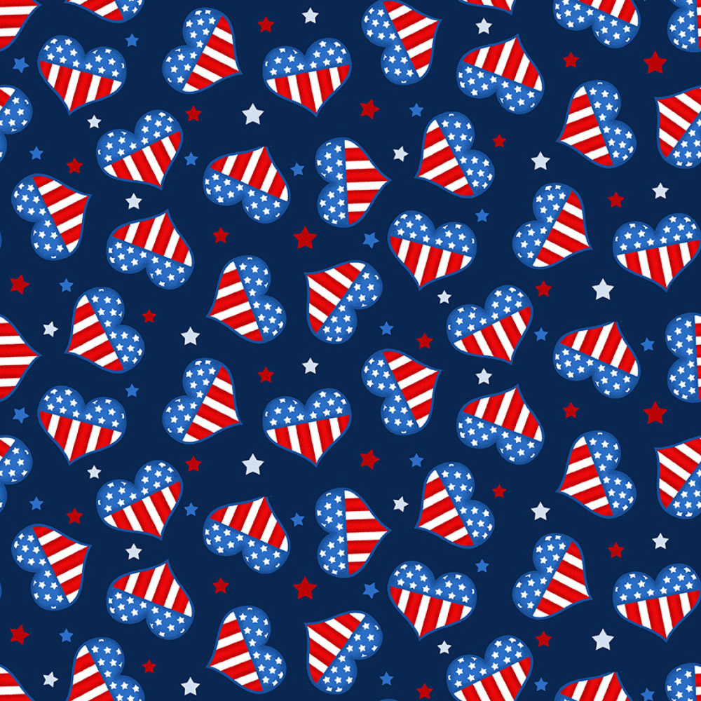 Henry Glass Fabric Gnome of the Brave Patriotic Fabric By the Yard, Patriotic Gnomes on Rockets Cotton Fabric