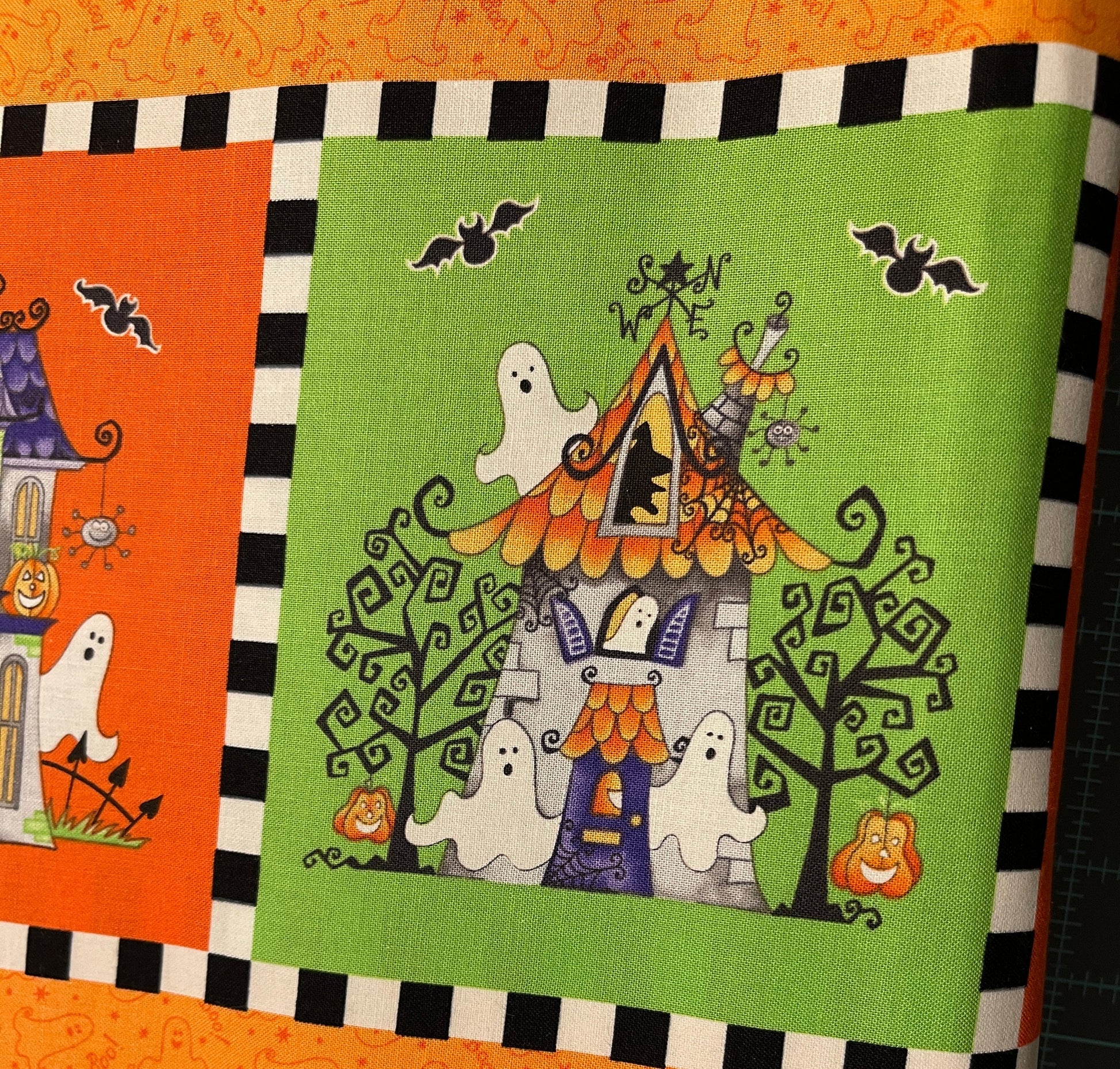 Boo! Henry Glass Haunted House GLOW in the DARK Halloween cotton