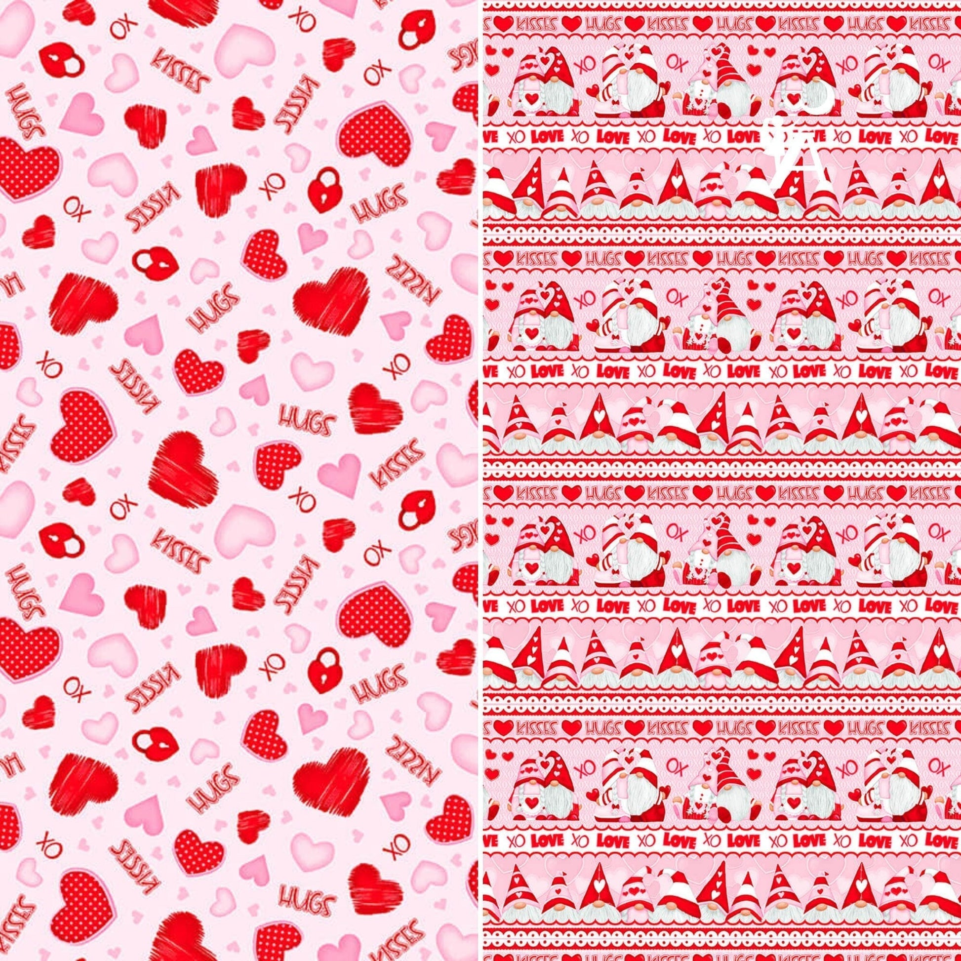 Henry Glass Gnomie Love Gnome Valentine's Day Fabric - Border Stripe Quilt Cotton Fabric by the Yard