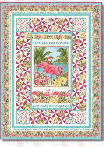 Henry Glass Quilt Kit Pink Paradise Flamingo QUILT KIT Flamingo Fabric by Henry Glass