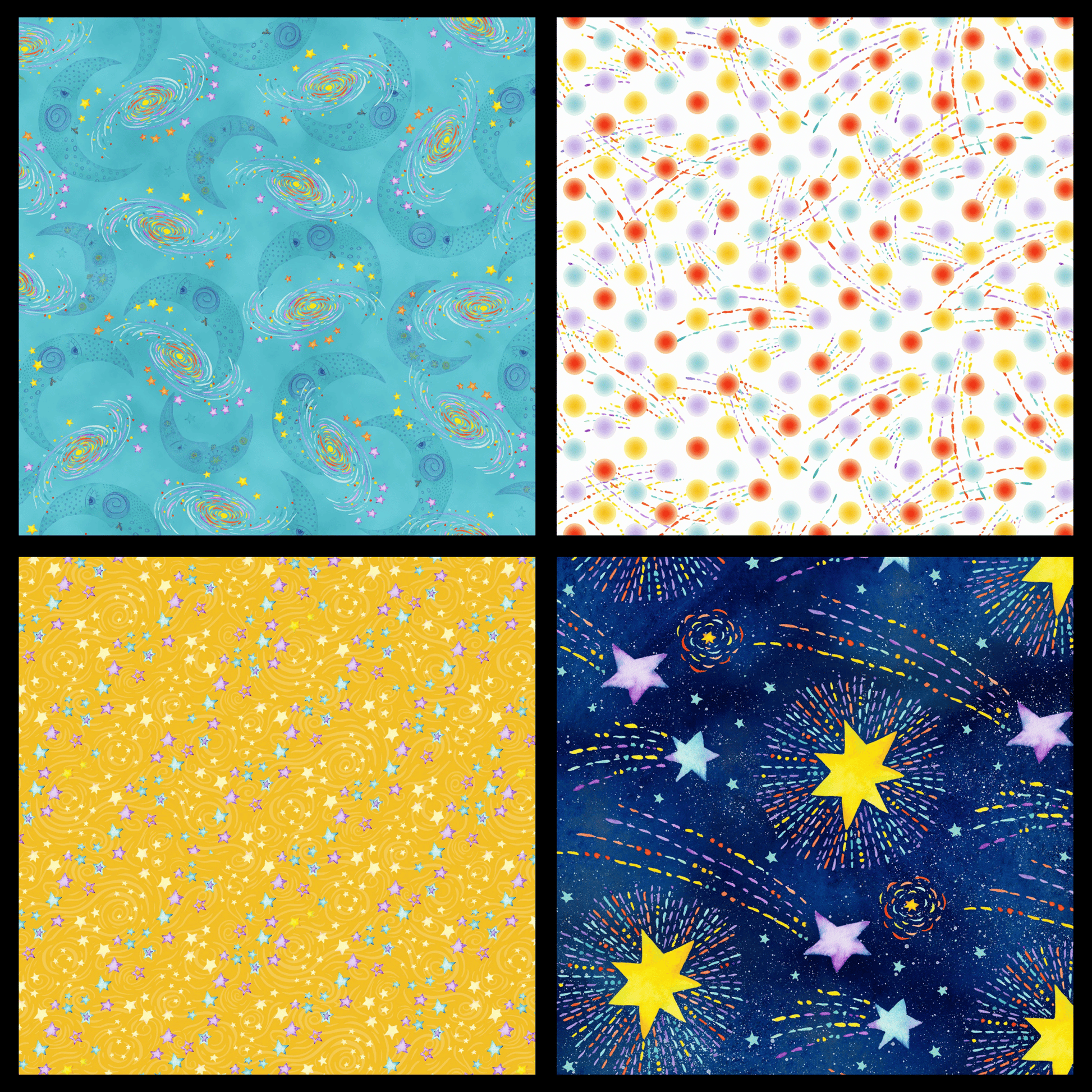 Henry Glass Quilt Kit QUILT KIT Stay Wild Moon Child by Henry Glass with Kwik Shifted Blocks beginner quilt pattern with free panel gift, Celestial Nursery Fabric