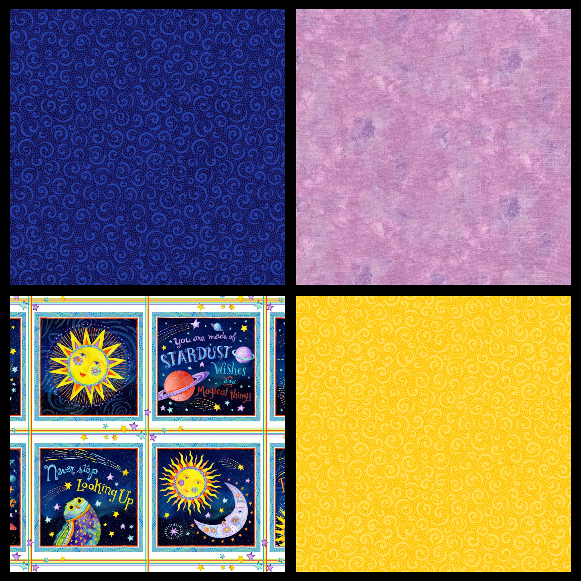 Henry Glass Quilt Kit QUILT KIT Stay Wild Moon Child by Henry Glass with Kwik Shifted Blocks beginner quilt pattern with free panel gift, Celestial Nursery Fabric