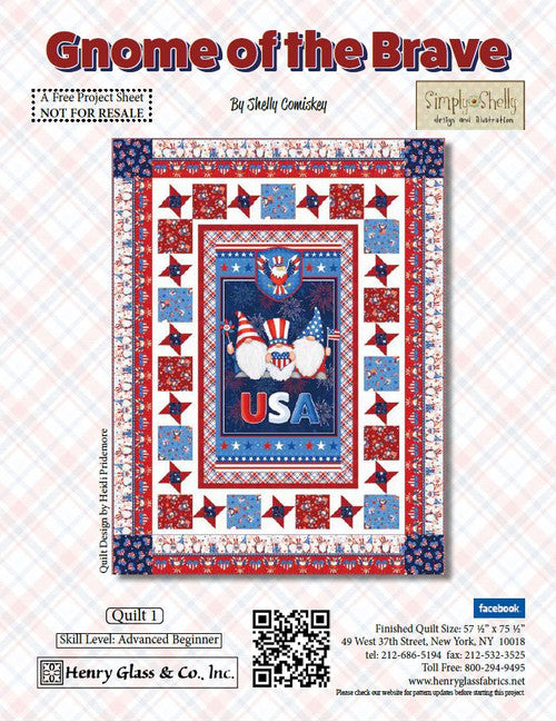 Henry Glass Quilt Pattern FREE QUILT PATTERN download Gnome of the Brave Shelly Comiskey Quilt #1 by Henry Glass  57.5" x 75.5"