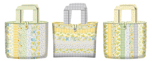 Henry Glass Quilt Pattern TOTE BAG TRIO KIT using jelly roll fabric 2.5" strips, choose your cotton fabric collection