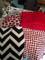 Ladybug Blanket Personalized Baby Gift, Rag quilt sensory lovey blanket