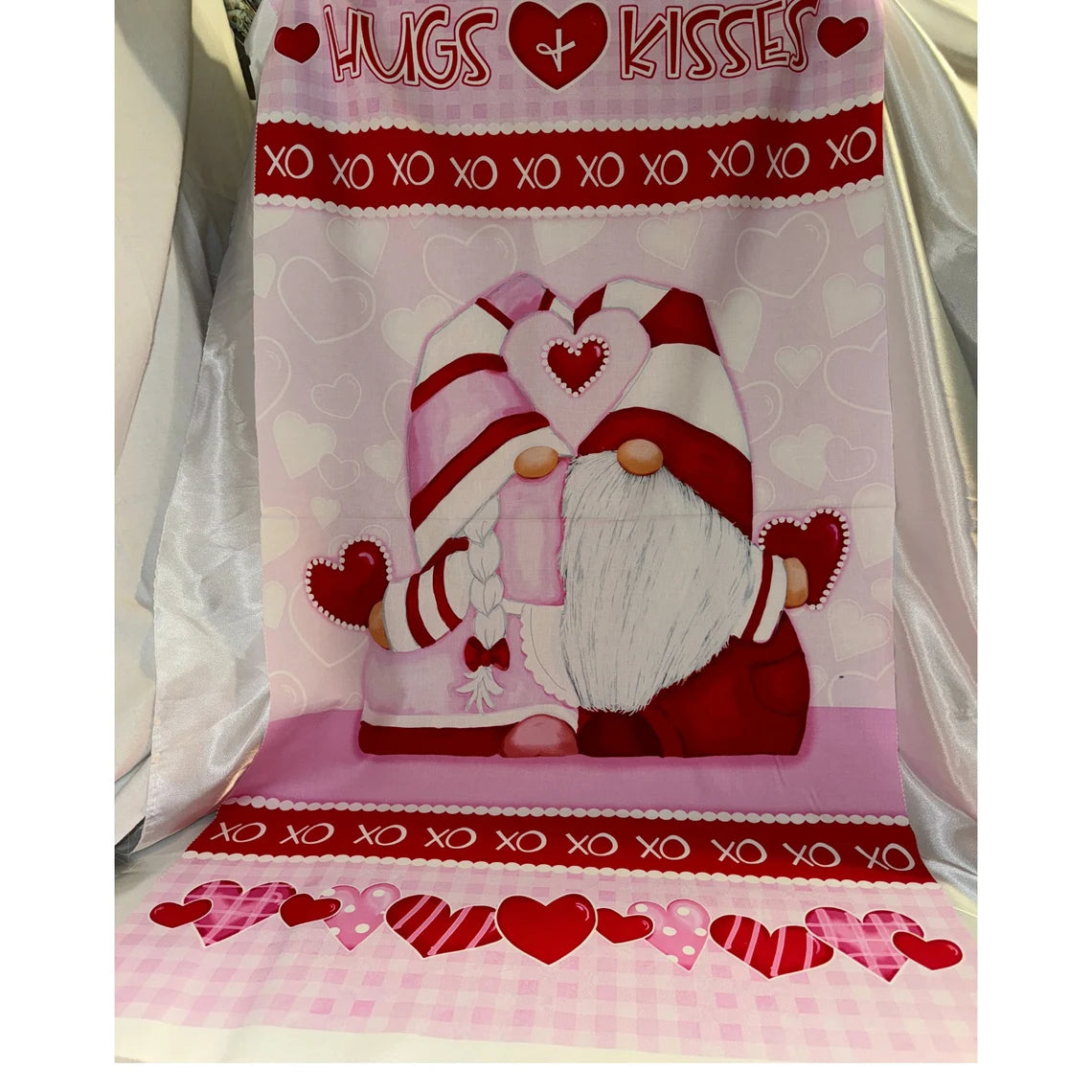 Gnomie Love Henry Glass Fabric PANEL ONLY, Gnome Cotton Fabric Panel for Valentine's Day (SKU 9790P-28)