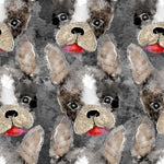 Raise the Woof Frenchie Kisses Fabric – Watercolor French Bulldog & Boston Terrier Cotton Fabric by 3 Wishes