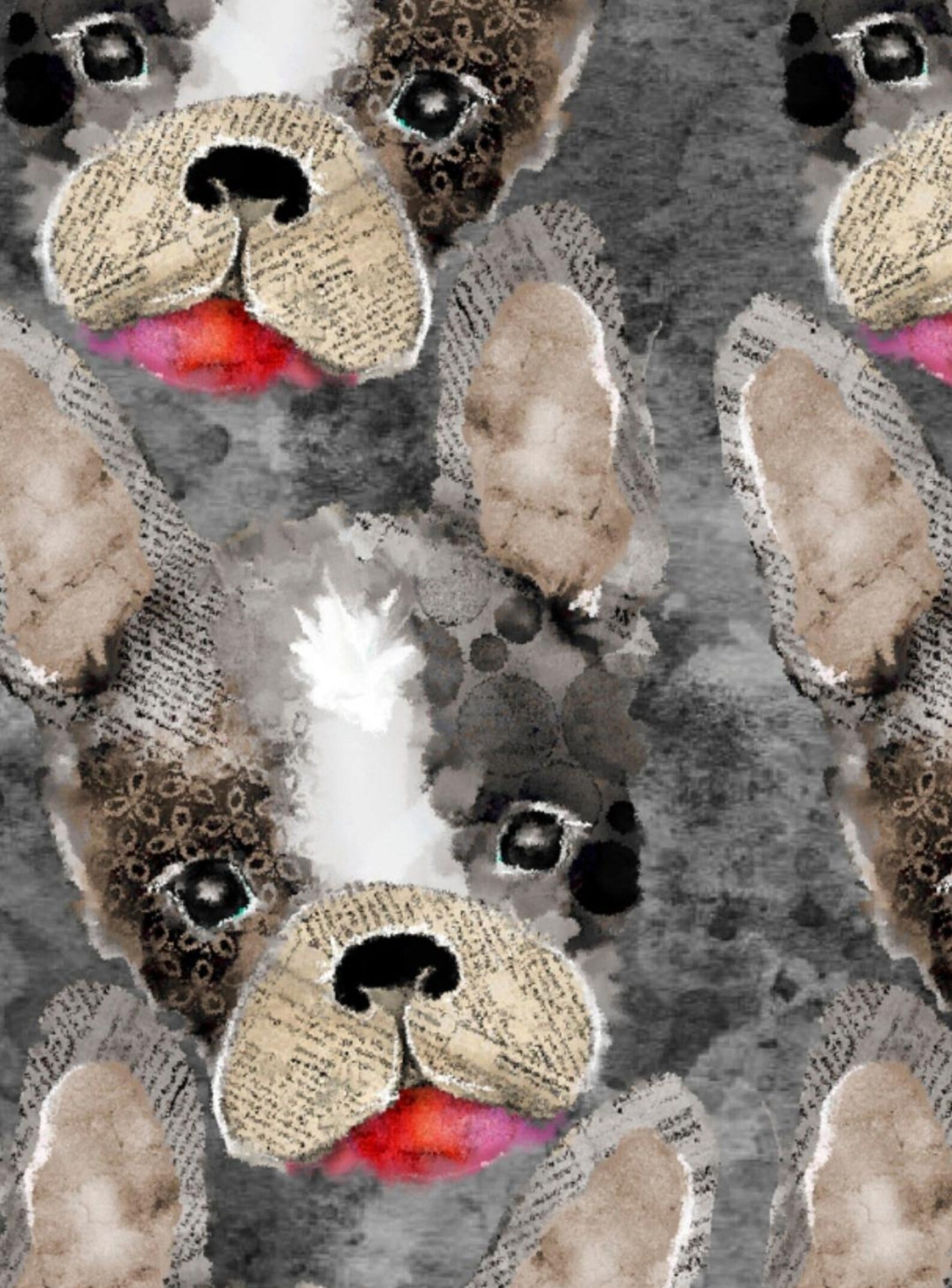 Raise the Woof Frenchie Kisses Fabric – Watercolor French Bulldog & Boston Terrier Cotton Fabric by 3 Wishes