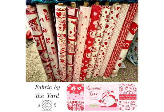 Gnomie Love Henry Glass Fabric PANEL ONLY, Gnome Cotton Fabric Panel for Valentine's Day (SKU 9790P-28)