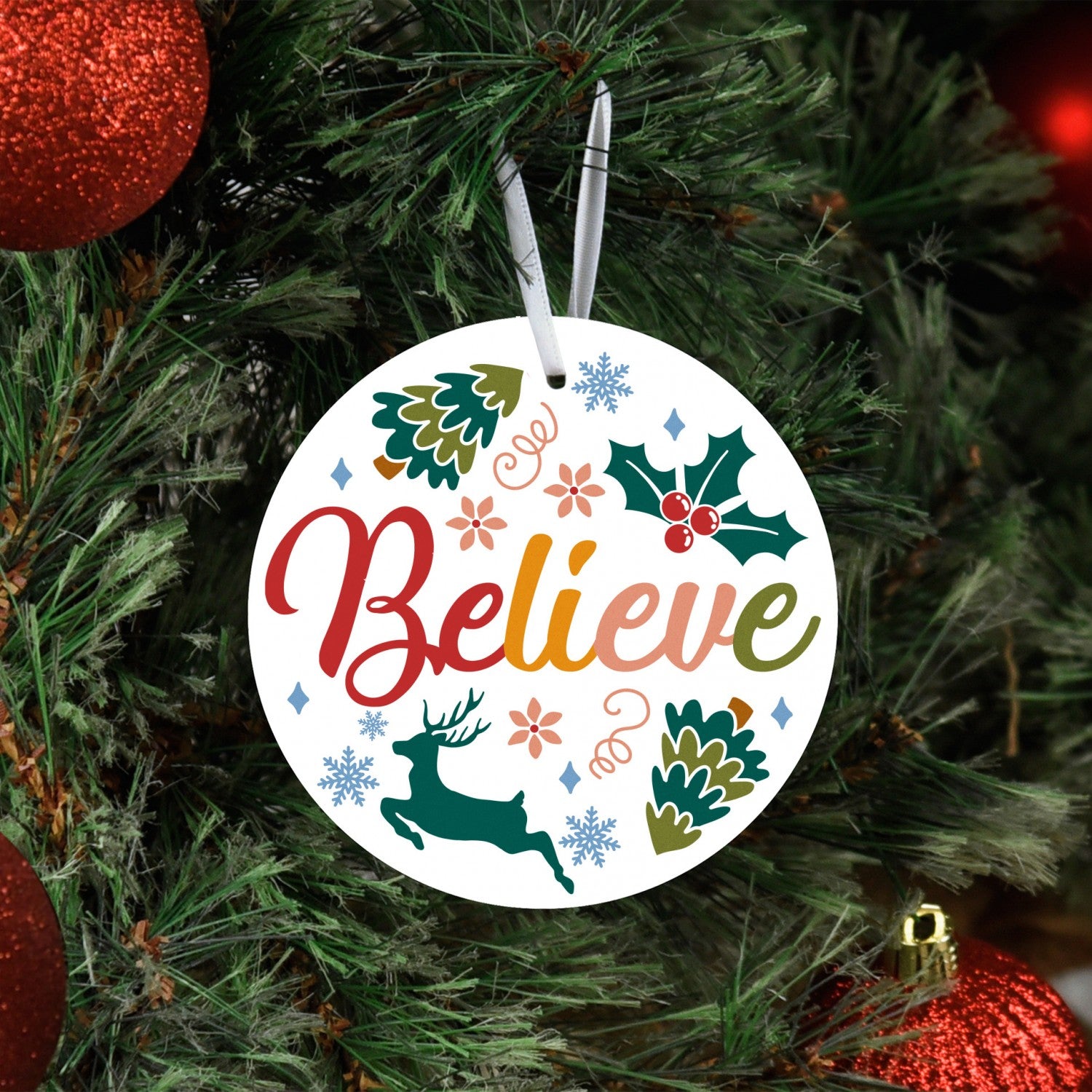 Lake & Laser Christmas Ornament MERRY CHRISTMAS HEARTS, Christmas Ornament by Lake & Laser