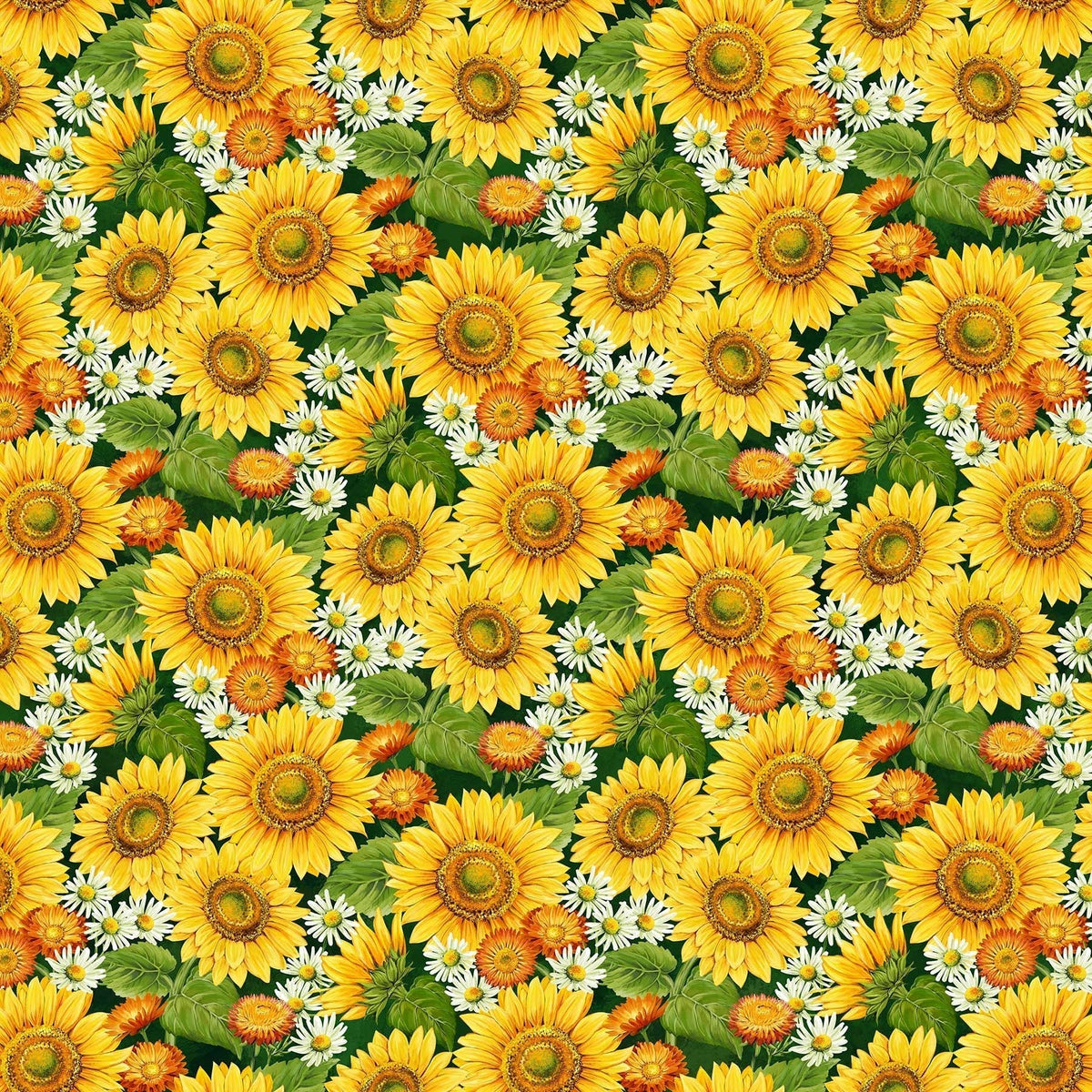 Tissu Coton Fat Quarter Thème Récolte - Citrouilles, Tournesols, Feuilles