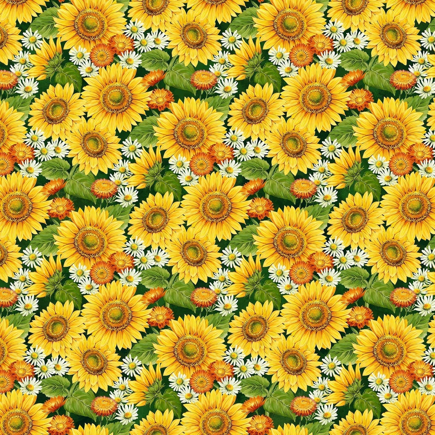 Northcott Fabric Panel Sunshine Harvest Packed Sunflower Floral Cotton 25456-78