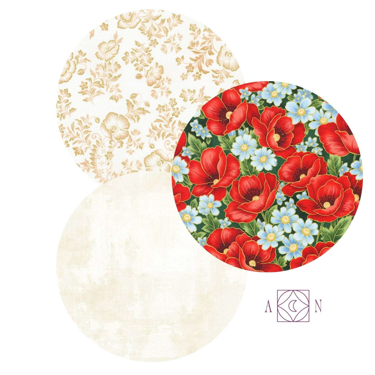 Poppy Hill Whispered Florals  – 3 Yard Quilt Fabric Bundle | Angels Neverland Exclusive