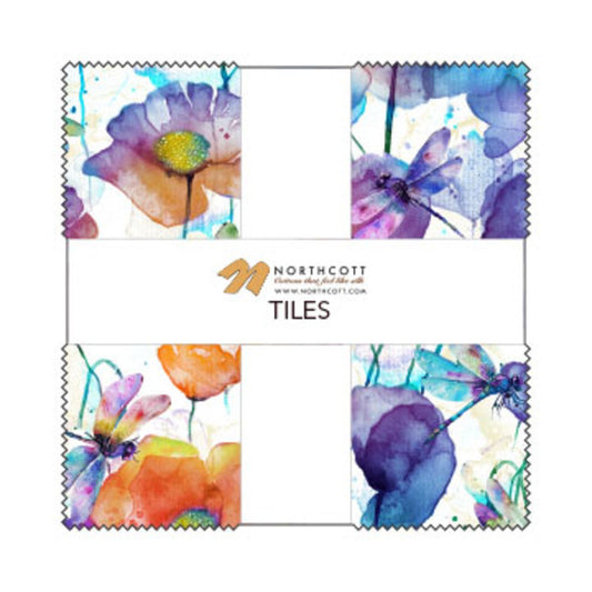 Dragonfly Dance Tiles 10" Square Precuts (42 pieces)