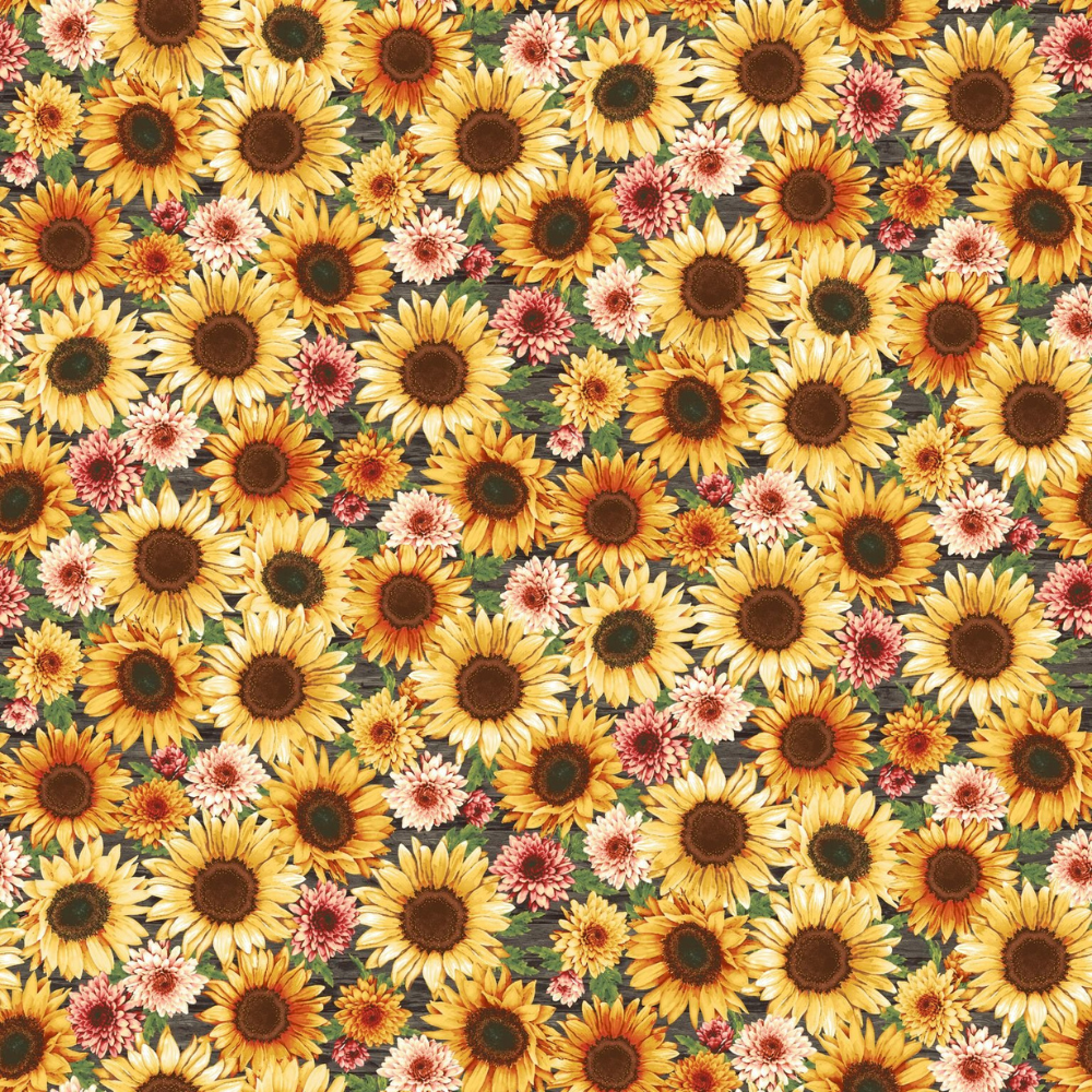 Fabric Traditions Fall Sunflowers with Green Leaves Cotton Fabric