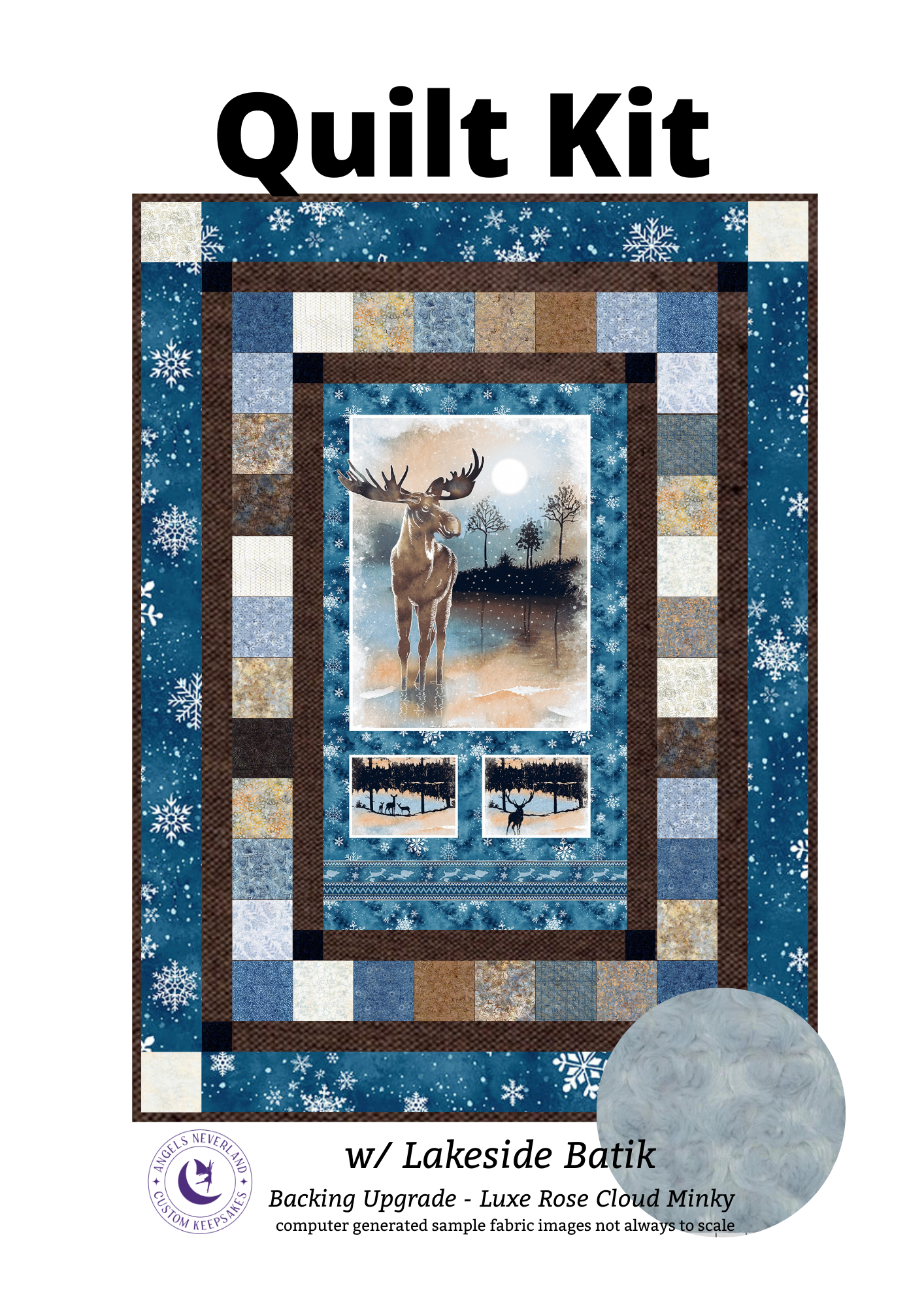 Studio E Quilt Kit Quilt Kit Dark + 2 yds Shannon Cuddle Cold Winter Morning Picture This Quilt Kit with Tonga Lakeside Batiks Precuts