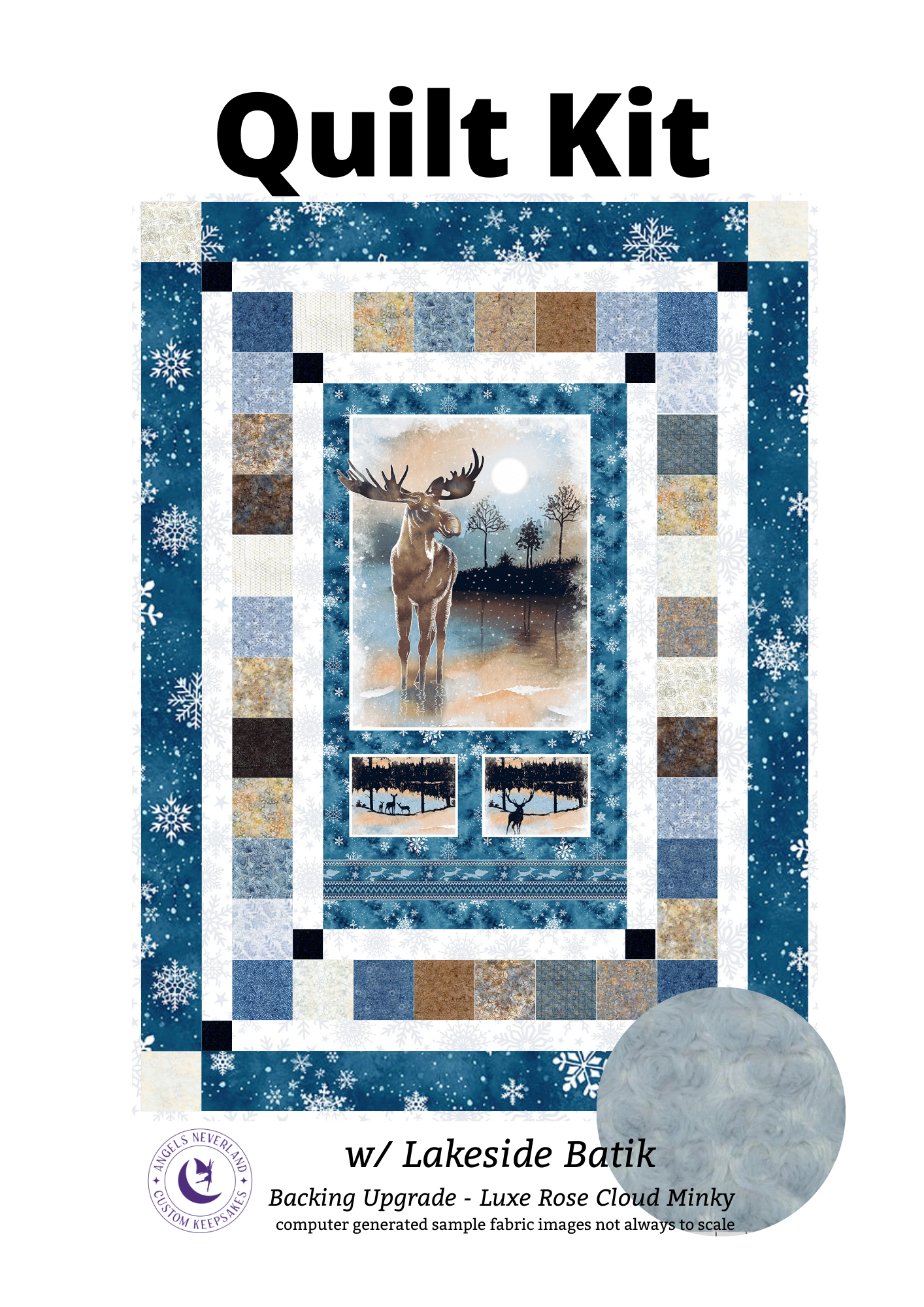 Studio E Quilt Kit Quilt Kit Light + 2 yds Shannon Cuddle Cold Winter Morning Picture This Quilt Kit with Tonga Lakeside Batiks Precuts