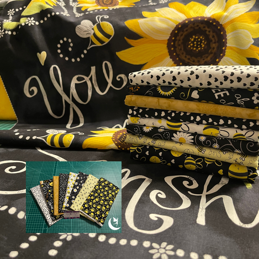 Timeless Treasures Fabric Bundle FAT QUARTER BUNDLE What's The Buzz Fabric bundle by Timeless Treasures with Sunflower Panel from You Are My Sunshine