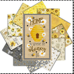 Timeless Treasures Fabric Bundle Honey Bee Farm FQ Bundled Fabric with Home Is Where My Honey Is Panel and 1 yard Black Check Fabric