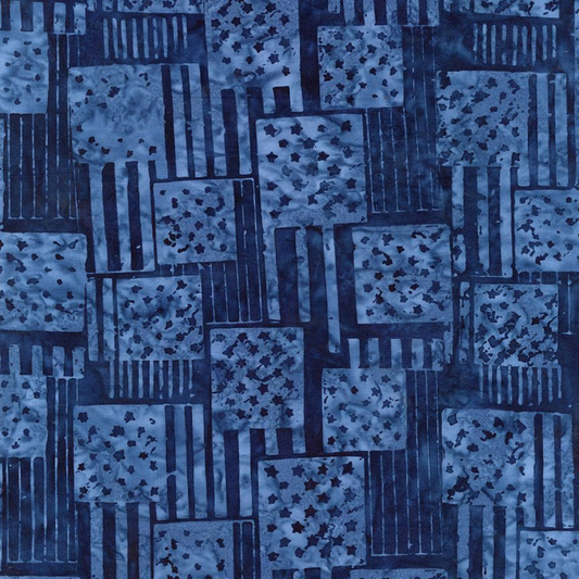 Timeless Treasures Fabric Bundle Patriotic Batik Cotton Fabric Blue USA Flags Valor Collection