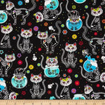 Timeless Treasures Fabric Day of the Dead Cats Halloween Fabric by Timeless Treasures