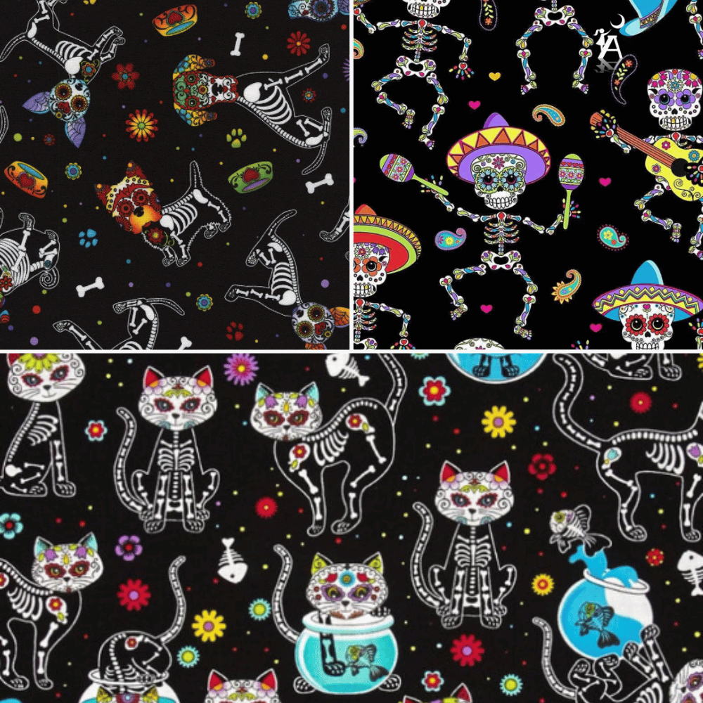 Timeless Treasures Fabric Day of the Dead Skeletons Halloween Fabric by Timeless Treasures