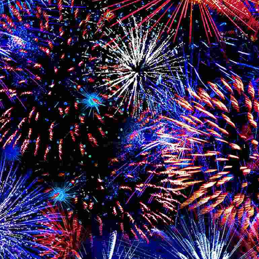 Timeless Treasures Fabric FQ (approximately 18" x 21") Patriotic Fireworks Cotton Fabric USA-C8323 from Timeless Treasures