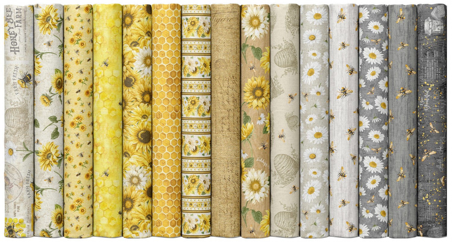 Timeless Treasures Fabric Handwriting Text on Woven Texture Cotton Quilting Fabric, Honey Bee Farm