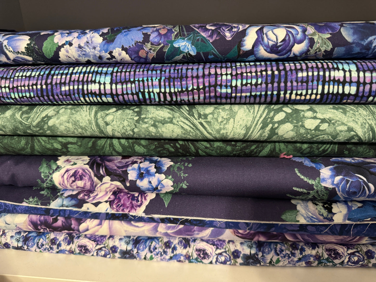 Timeless Treasures Fabric Purple Peonies Floral Dreams Fabric Bundle, Purple floral Cotton fabric