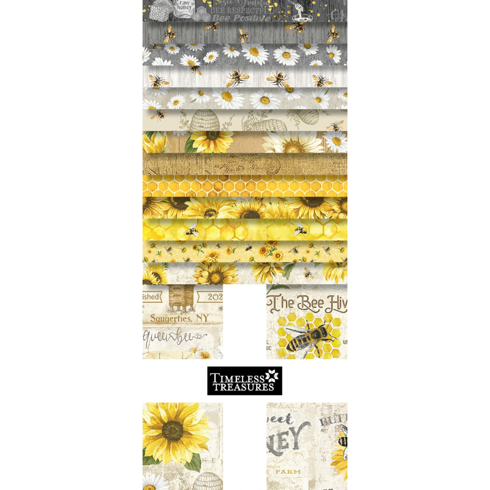 Timeless Treasures precut Honey Bee Farm precut 10" Squares 42 pieces