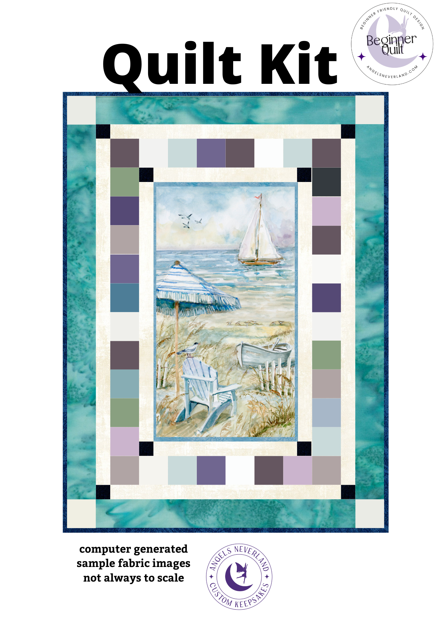 Easy DIY Beginner Coastal Sanctuary Panel Quilt Kit with fabric from Dana Michelle Along The Shores Batik w/ Picture This Pattern