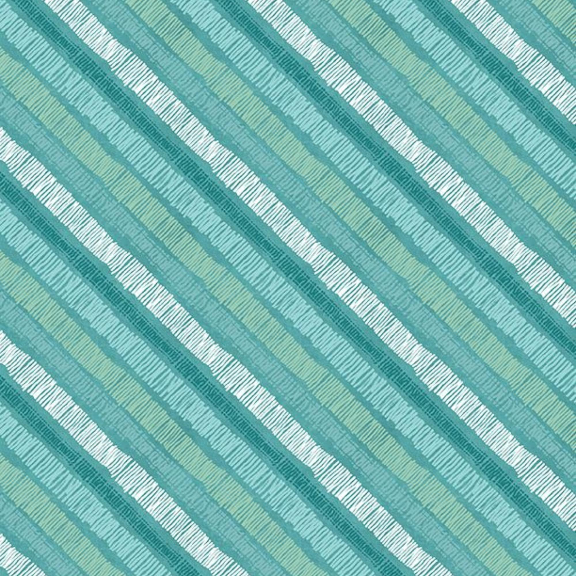 Wilmington Prints Blue / FQ (18"x21") Diagonal Stripe Teal or Diagonal Stripe Yellow Fabric by the Yard from Wilmington Prints Sunflower Sweet by Lisa Audit