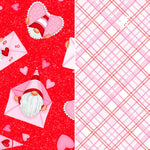 Wilmington Prints Gnomie Love Henry Glass Fabric bundle, Gnome Fabric Panel and 9 fabrics, Gnome Valentine's Day Fabric