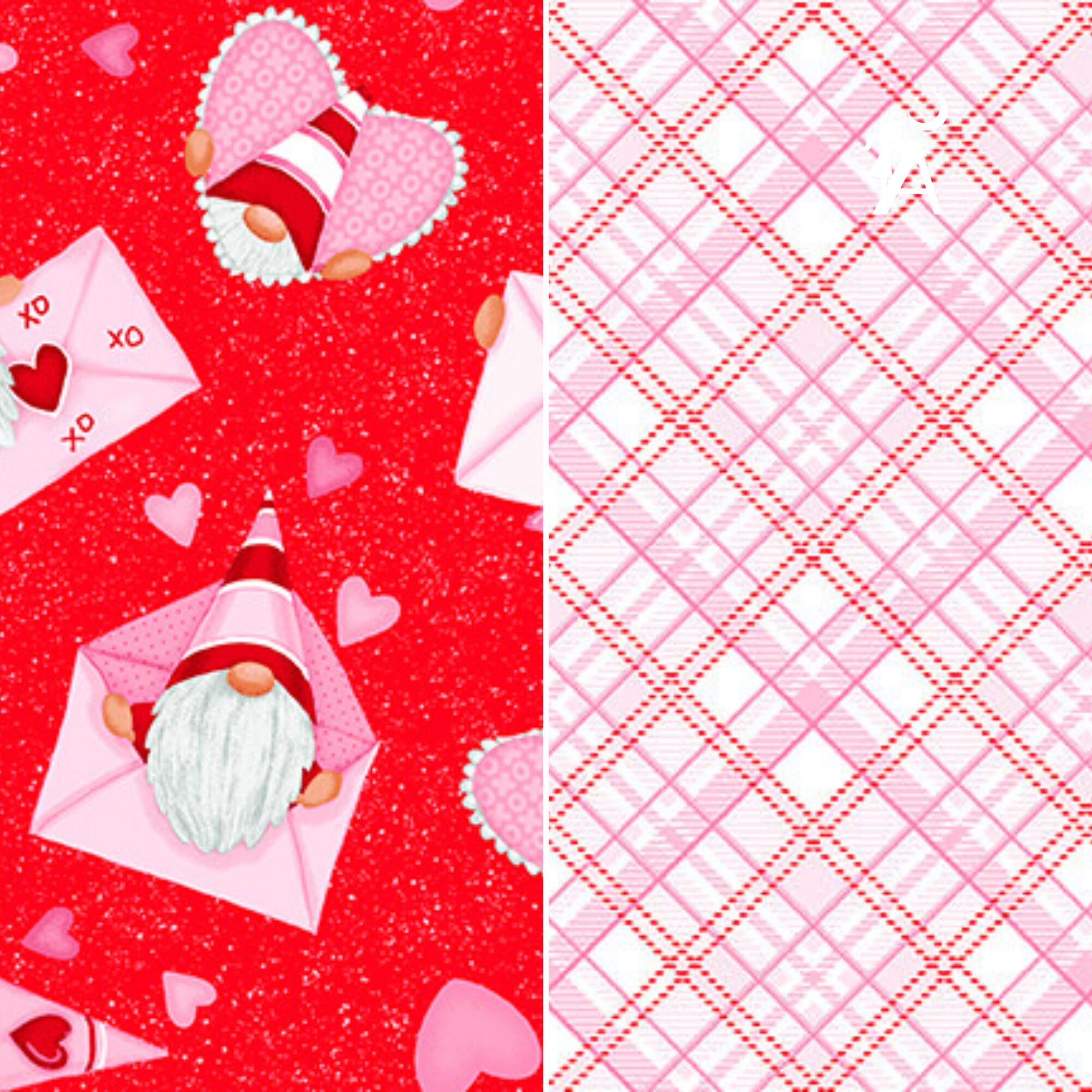 Wilmington Prints Gnomie Love Henry Glass Fabric bundle, Gnome Fabric Panel and 9 fabrics, Gnome Valentine's Day Fabric