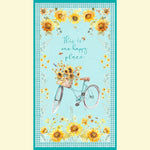 Wilmington Prints Light Teal Gingham, Leaf Texture Teal or Repeating Stripe Fabric by the Yard from Wilmington Prints Sunflower Sweet by Lisa Audit