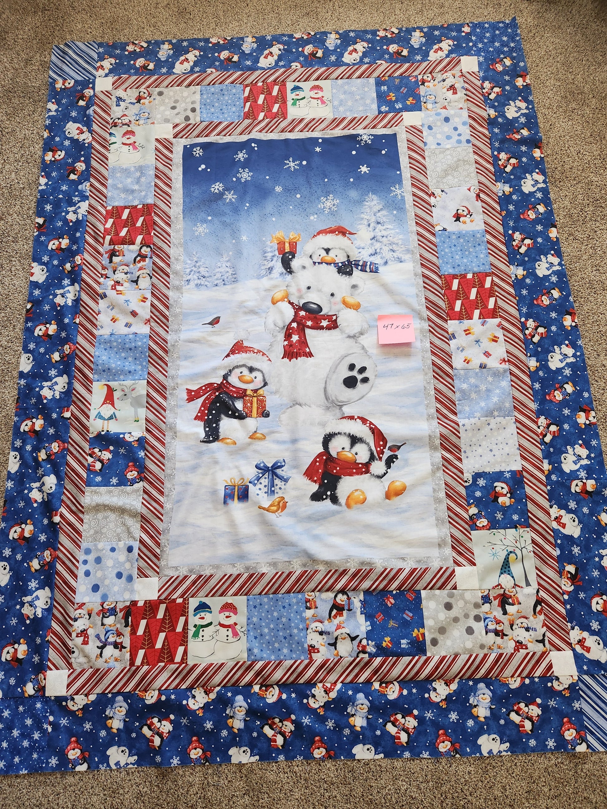 Kit-Snow Angels Quilt Pattern Kit- Baby Quilt kit- Easy for beginners-  holiday present- Eskimo- snow- bright colors- for child or girl – Blue Bear  Quilts