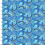 3 Wishes Fabric Blue Waves Fabric from Seas The Day by 3 Wishes Cotton Quilting Fabric