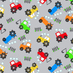 AE Nathan Fabric 1/4 yard (9"x44") / Gray Tractor Flannel Fabric on blue or gray by AE Nathan Comfy Flannel