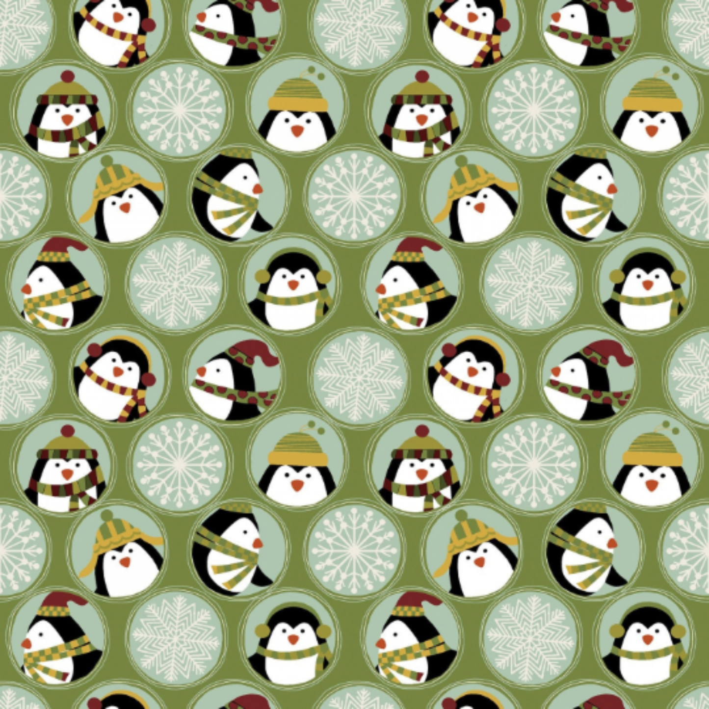 Angels Neverland Fabric 1 yard Penguins Green Jolly Penguin Fabric Bundle with coordinating fabrics also Sold By The Yard