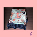 angelsneverland-1538 One of a Kind Llama Lovey Reversible Luxe Coral Rose Cuddle Minky Blanket with Navy Minky Ruffle 33" x 23"
