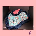 angelsneverland-1538 One of a Kind Llama Lovey Reversible Luxe Coral Rose Cuddle Minky Blanket with Navy Minky Ruffle 33" x 23"