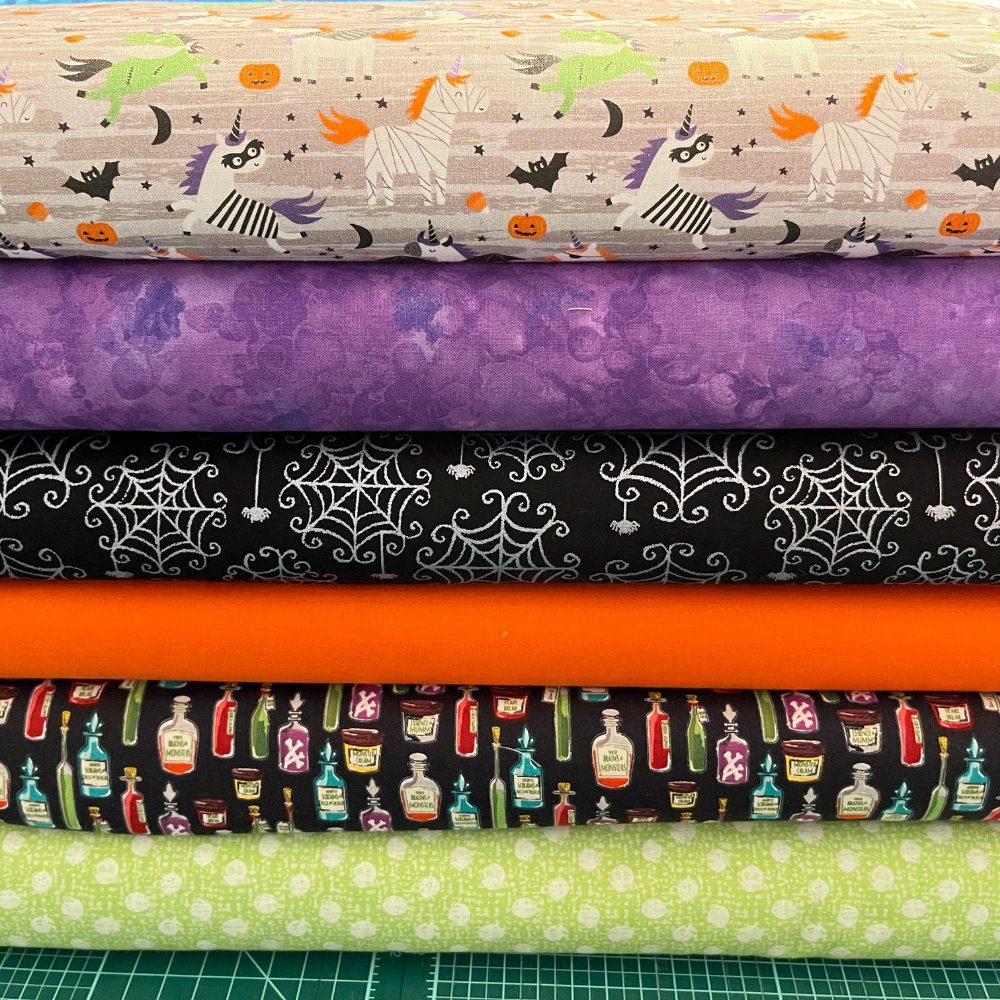 Camelot Fabric FQ Bundle Halloween Cotton Fabric Bundle with Camelot Unicorn Fabric and Sparkle Spider Webs