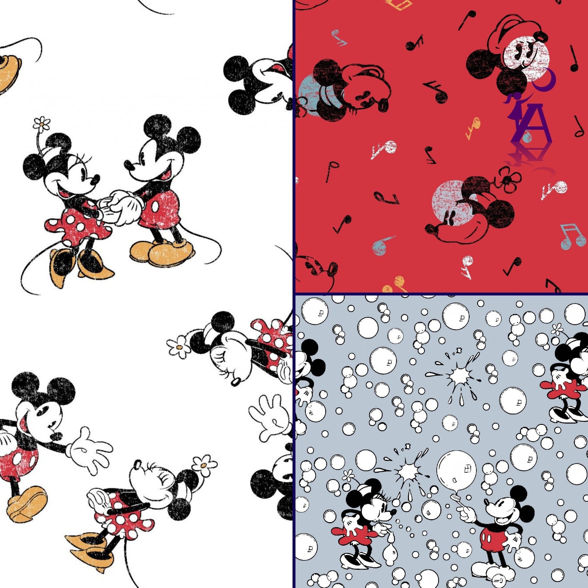 Camelot Fabric Mickey and Minnie Mouse Cotton Quilt Fabric, Disney Friends FQ Bundle, Disney Cartoon Fabric, Camelot Fabrics, Disney Fabric, Donald & daisy